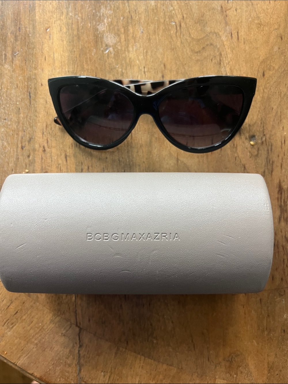 BCBGMaxAzria Black Cat-Eye Sunglasses with Tortoiseshell Temples